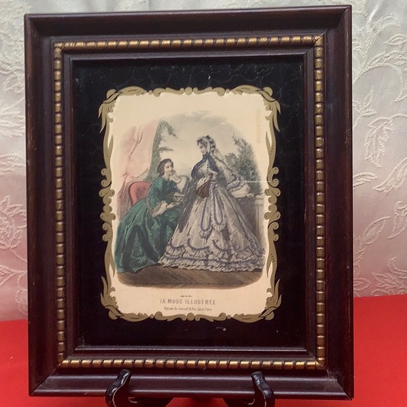 2 LA MODE ILLUSTREE pictures. Mahogany colored framed with Gold accents. #9208 - Picture 5 of 6